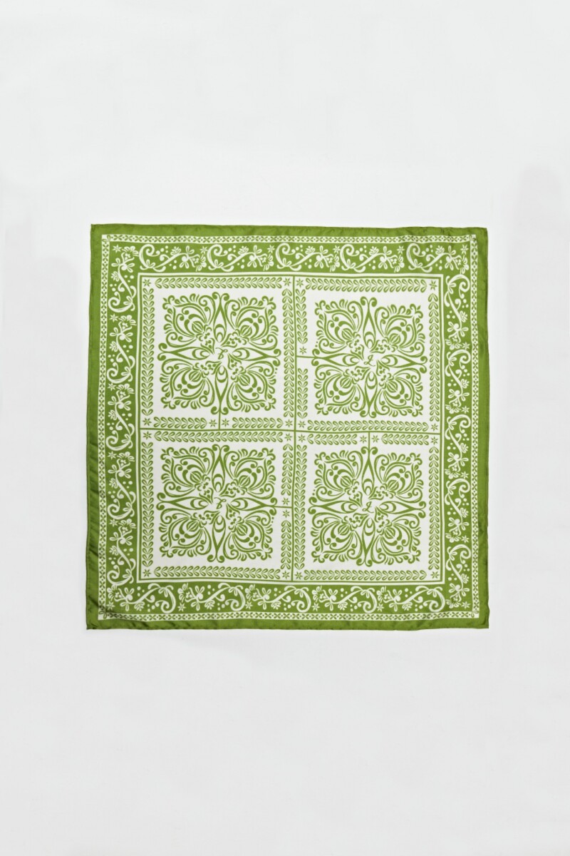 Pañuelo estampado floral geométrico pistacho