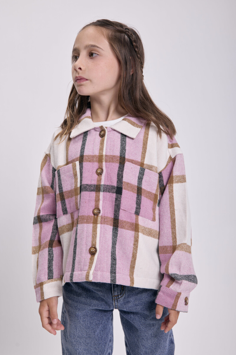 Sobrecamisa estampa cuadros Rosa