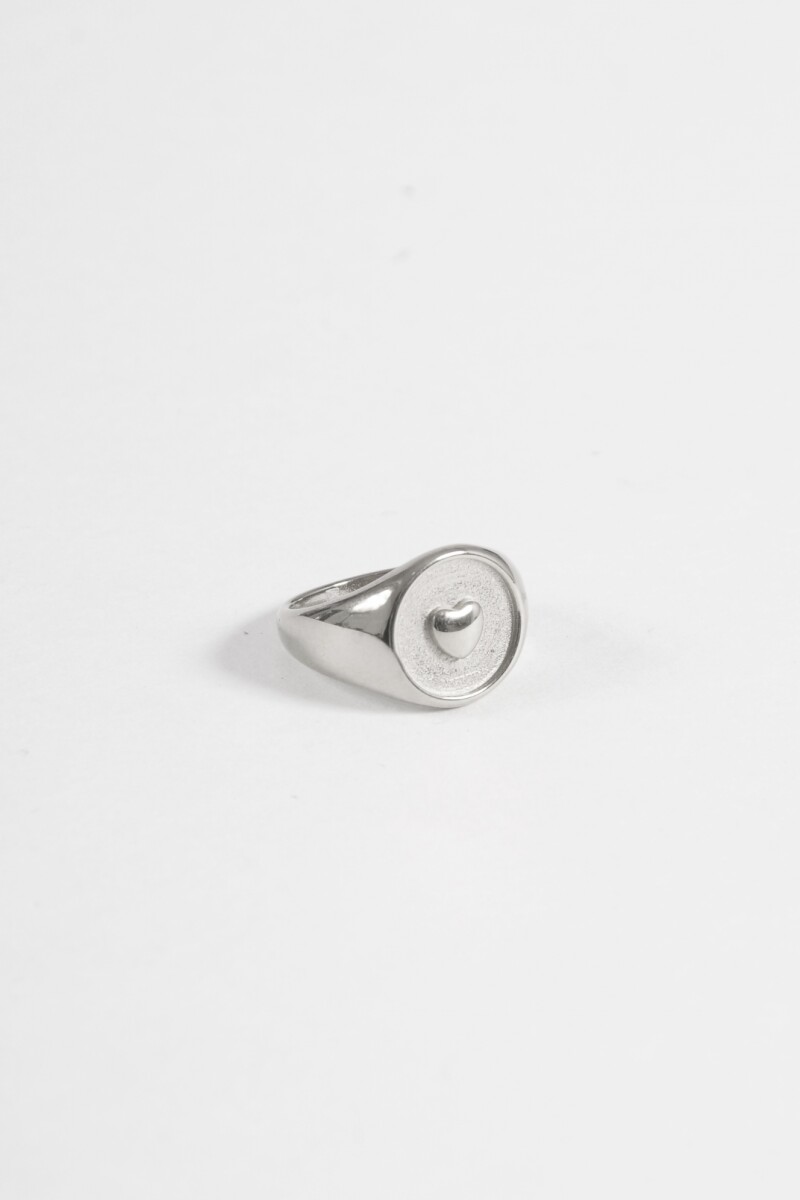 Anillo acero sello cora plateado