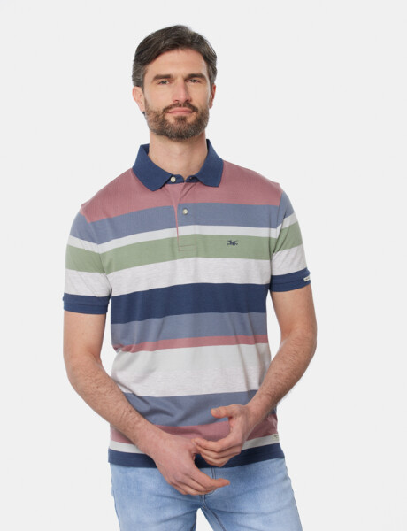 REMERA POLO JERSEY RAYADA Rosado