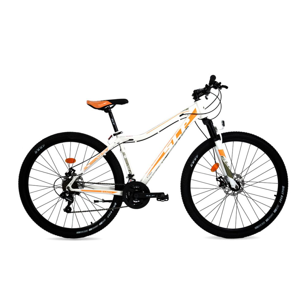 Bicicleta Montaña Mujer R29 en Acero c/21 Vel SLP PRO 5 Lady - Blanco/naranja/dorado 