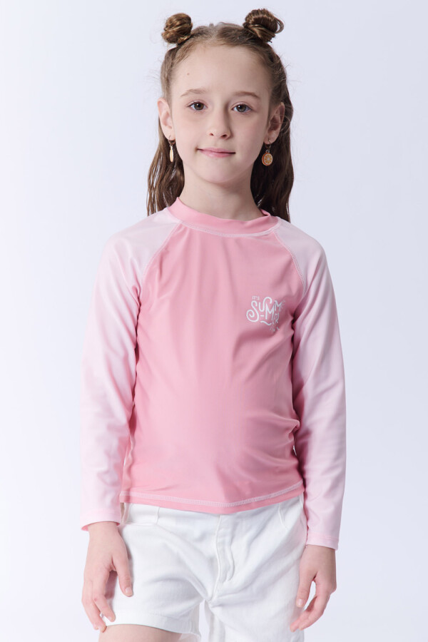 Remera manga larga uv combinada Combinada Rosado
