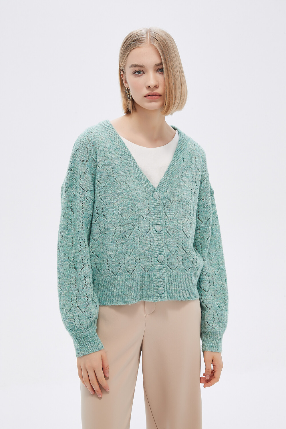 Cardigan Safia Verde Grisaceo