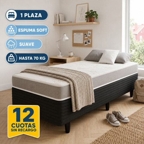 Sommier 1 Plaza Quito – Espuma Soft 78x188x47cm – Soporte hasta 70kg Sommier 1 Plaza Quito – Espuma Soft 78x188x47cm – Soporte hasta 70kg