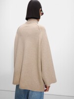 Poncho De Punto De Cuello Alto camel