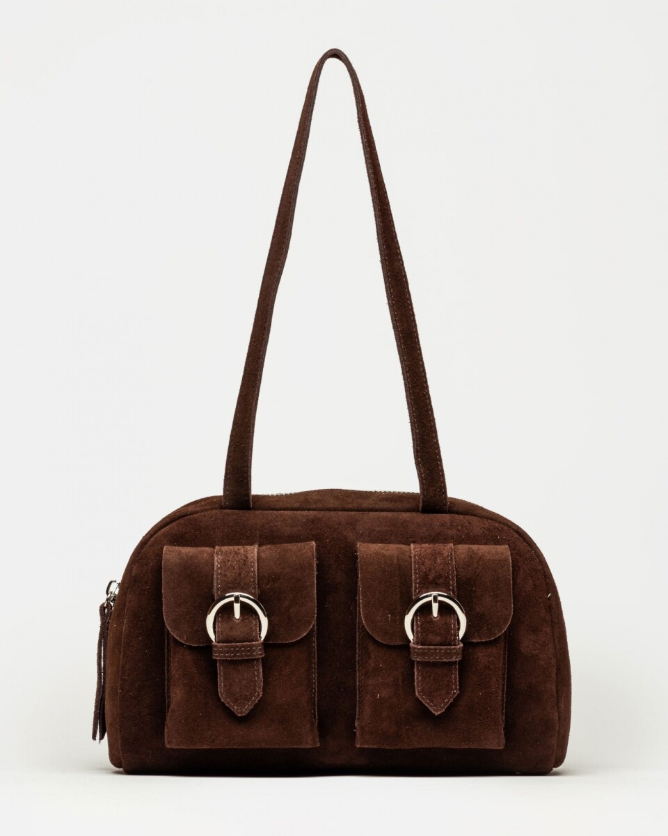 Bolso Indie en cuero gamuza - Chocolate 