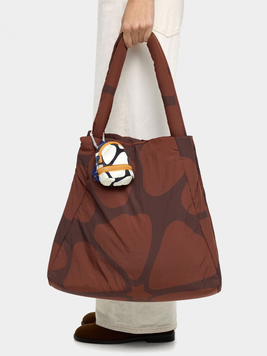 Bolso Shopper De Nylon Estampado Con Colgante burdeos