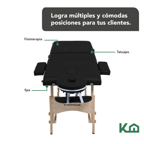 Cama Camilla Masajes Portatil Plegable 2 Secciones Negro