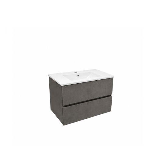 Mueble de baño suspendido Gris Oscuro 60 cm con Bacha de Loza Mueble De Baño Suspendido Gris Oscuro 60 Cm Con Bacha De Loza