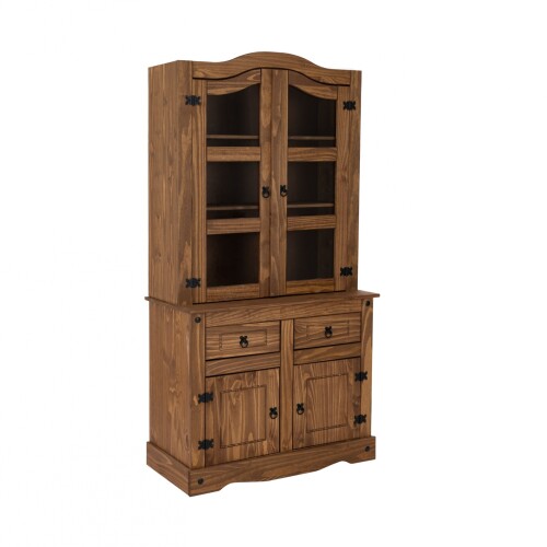 Cristalero Madera Maciza Linea Mexicana 4 Puertas Oscuro