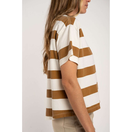 Remera Algodon Lavado Raya Camel Camel