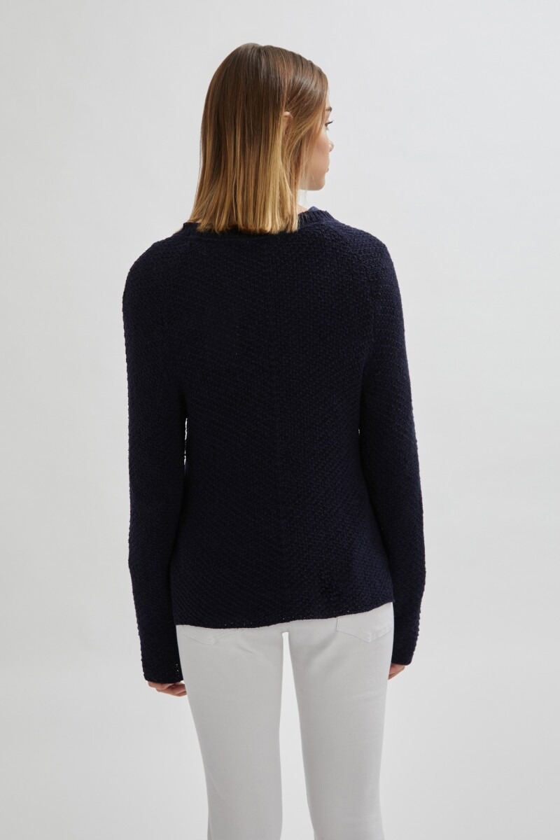 Sweater con detalle calado azul marino