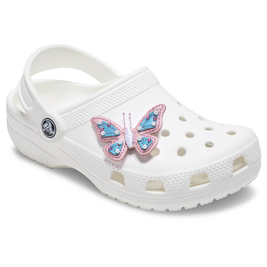 Jibbitz Faux Leather Pink Butterfly Multicolor