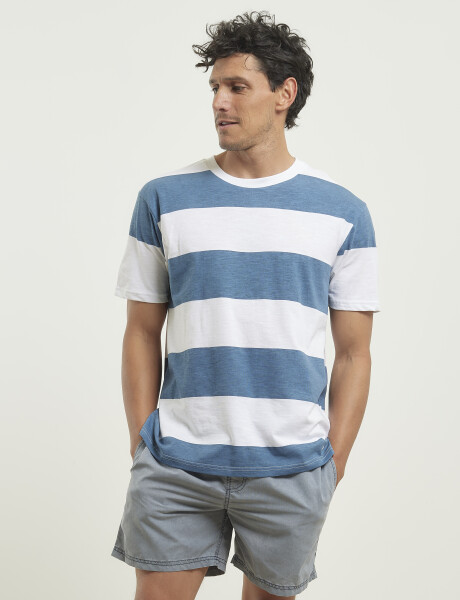 520877 T-SHIRT HARRY Blanco / Azul Piedra