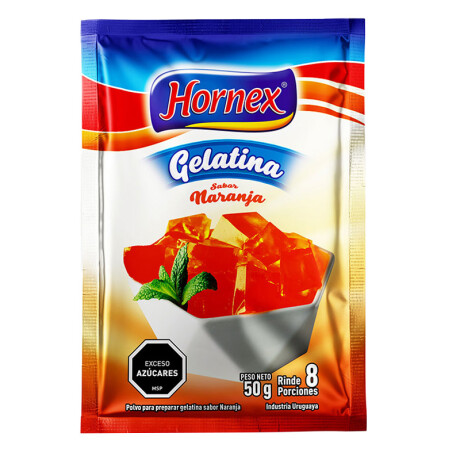 Gelatina HORNEX 50grs rinde 8 porciones Naranja