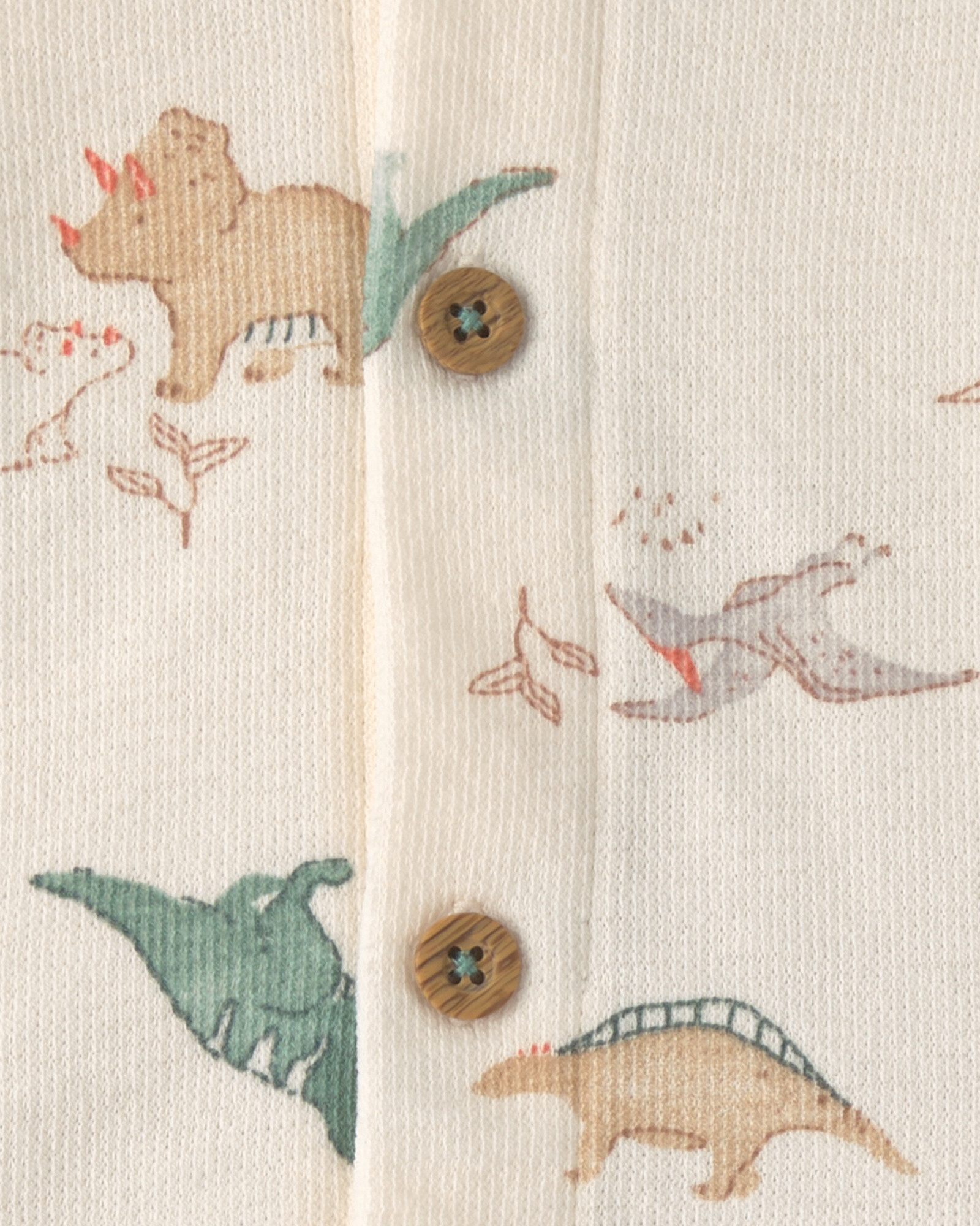 Set tres piezas de algodón, pantalón, body y saco con capucha, verde y marfil, diseño dinos Set tres piezas de algodón, pantalón, body y saco con capucha, verde y marfil, diseño dinos