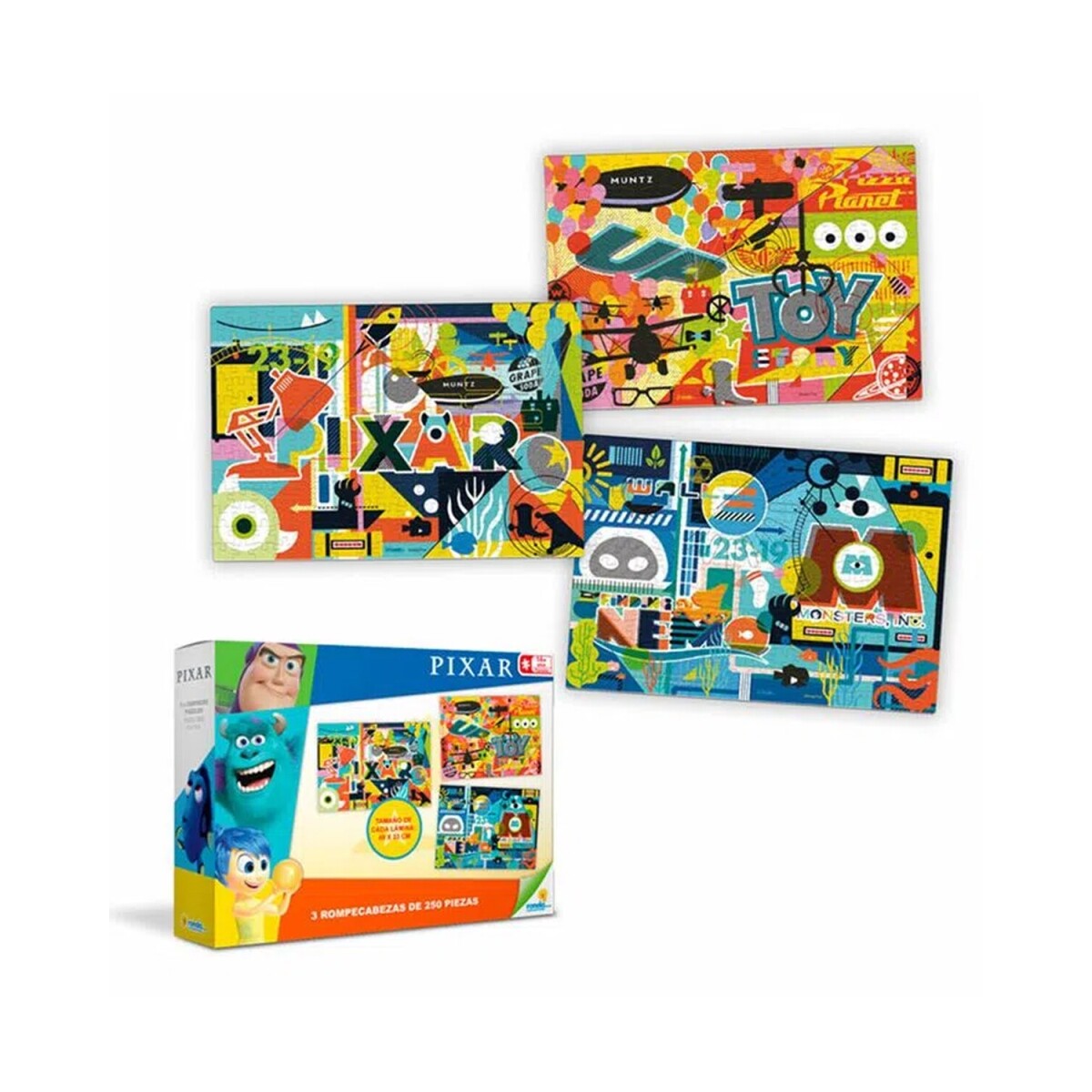 Puzzles x3 Pixar 250 piezas cada uno 