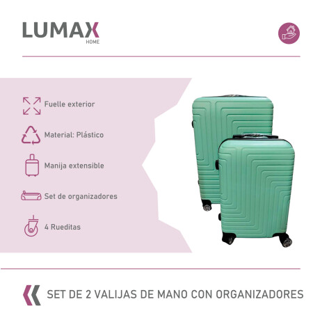 Set de 2 Valijas de mano rigidas con set organizador Verde menta