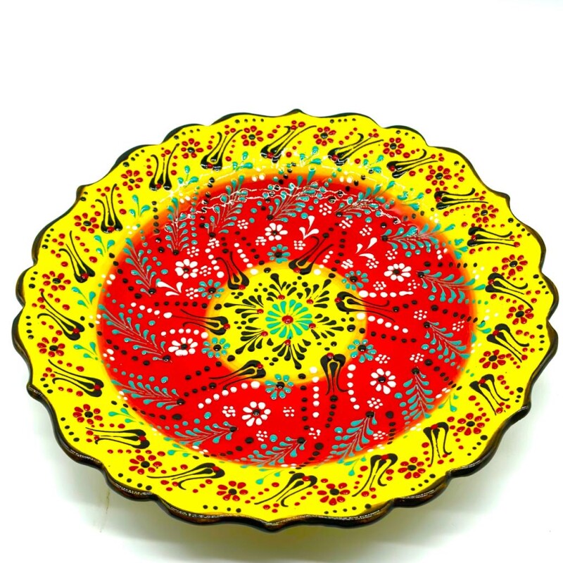 Plato de cerámica pintado 32 cm Amarillo