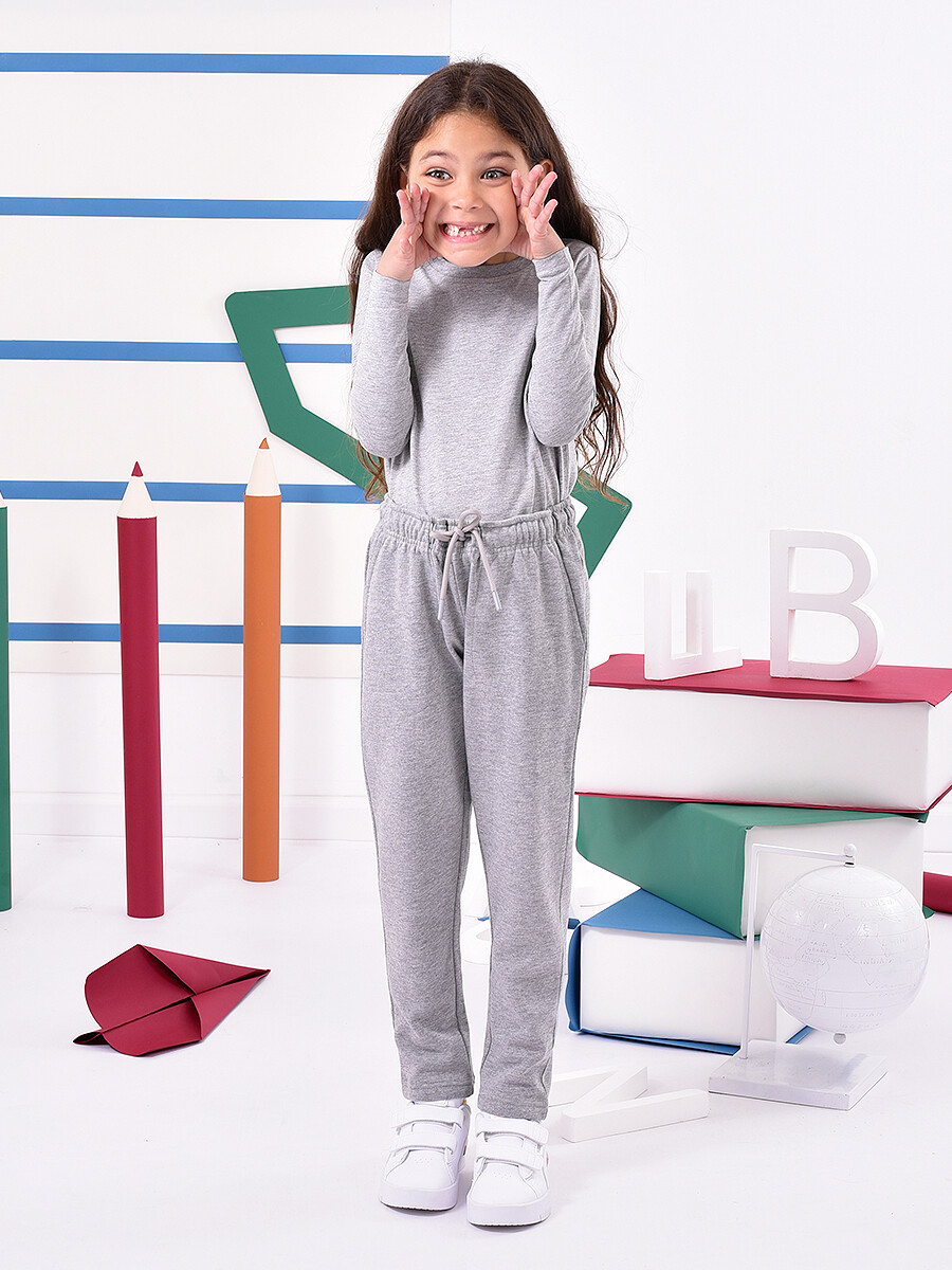 PANTALON DEPORTIVO DE FELPA SIN PUÑO - GRIS MELANGE M 