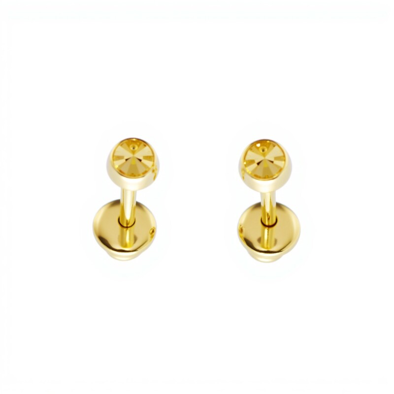 Abridores Media bolita-Oro 18k-Sin piedra-AB9506 sinpiedra