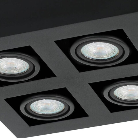 Aplique de techo cuadrado negro para 4xGU-10 EG1246