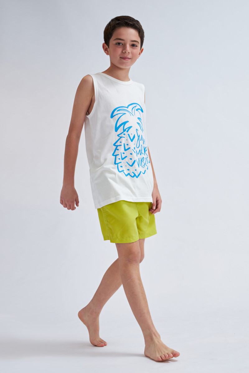 Camiseta sin mangas Summer- Blanco