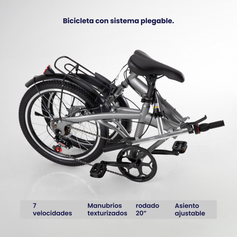 Bicicleta Plegable Rodado 20 Shimano Parrilla Gris