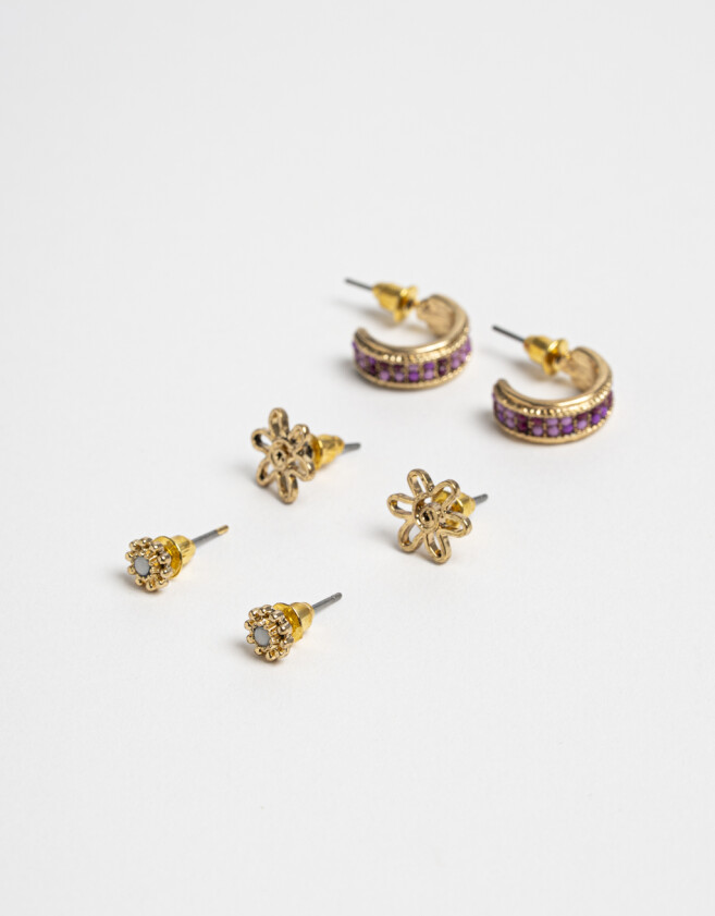 Aros Sets Piedra Aros Sets De Metal - Dorado