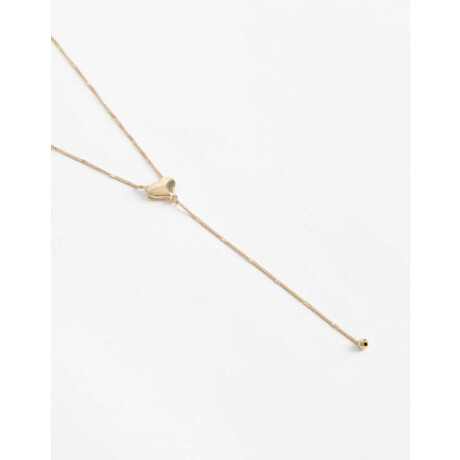Collar Largo Metal Corazón Bañado En Oro Dorado