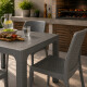 Mesa ratán 70x120 + 4 sillas sin apoya brazos GRIS