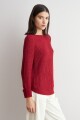 Sweater cinta ruedo curvo carmesí