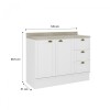 Bajo Mesada 3 Cajones + 2 Puertas (Con Tapa) - Linea Americana Blanco