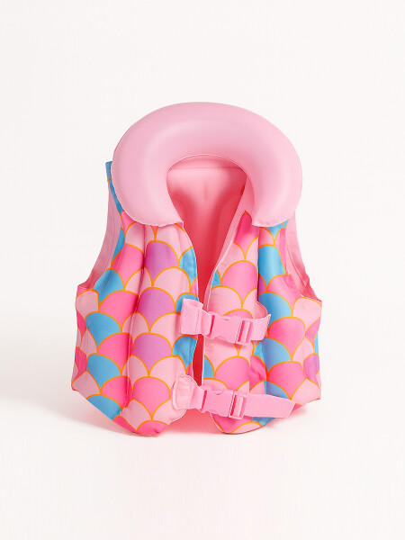 CHALECO INFLABLE ESCAMAS ROSADO
