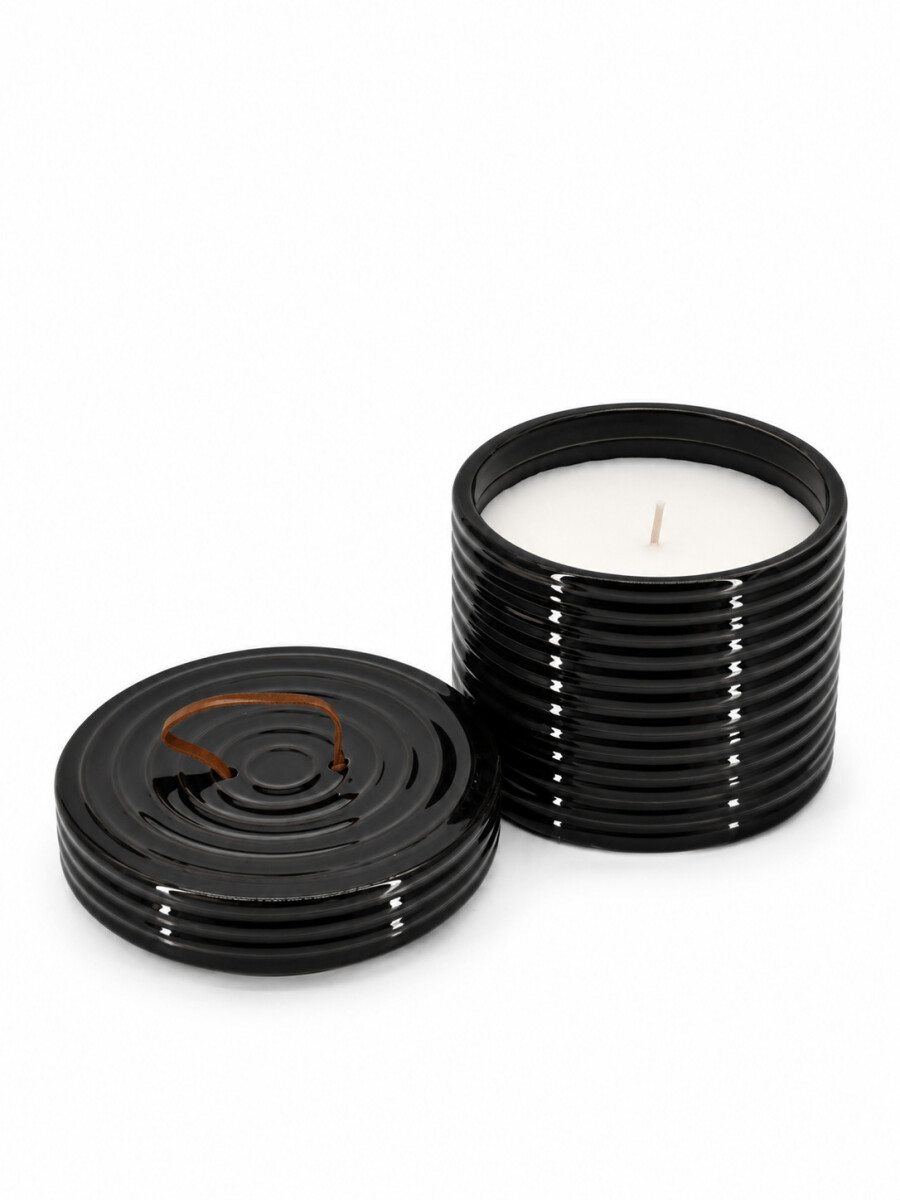 VELA CERAMICA CON TAPA - AZUL OSCURO 