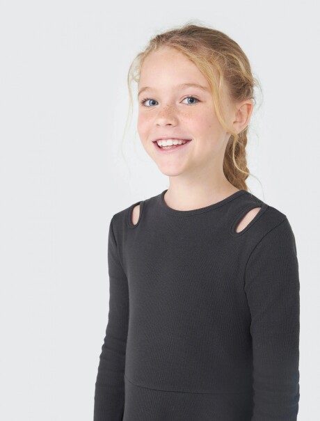 VESTIDO INFANTIL REGULAR GRIS OSCURO