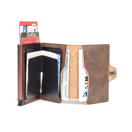 Billetera Baleine Kansas en Aluminio y Cuero con Protección RFID Pard Brown