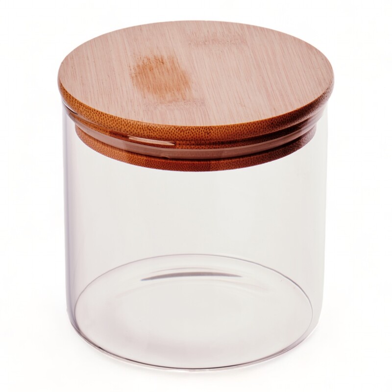 Frasco De Borosilicato Tapa Bambu 630ml Sin Color