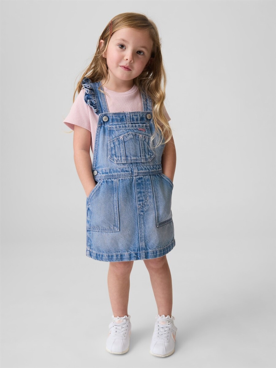 Enterito Pollera De Jean Toddler Niña - Medium Wash 