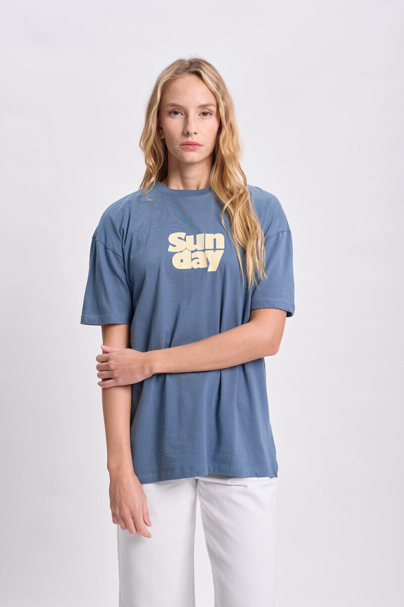 Remera oversize estampa - Azul 