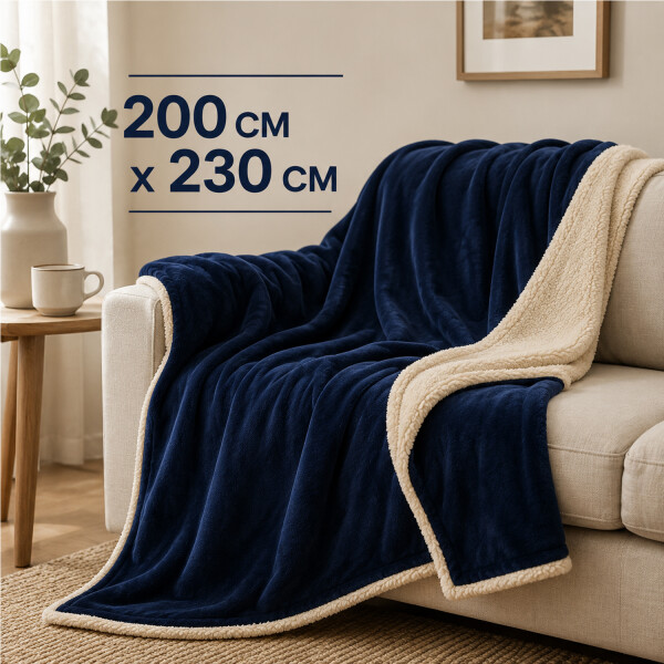 Frazada Manta Polar Corderito 2 Plazas AZUL