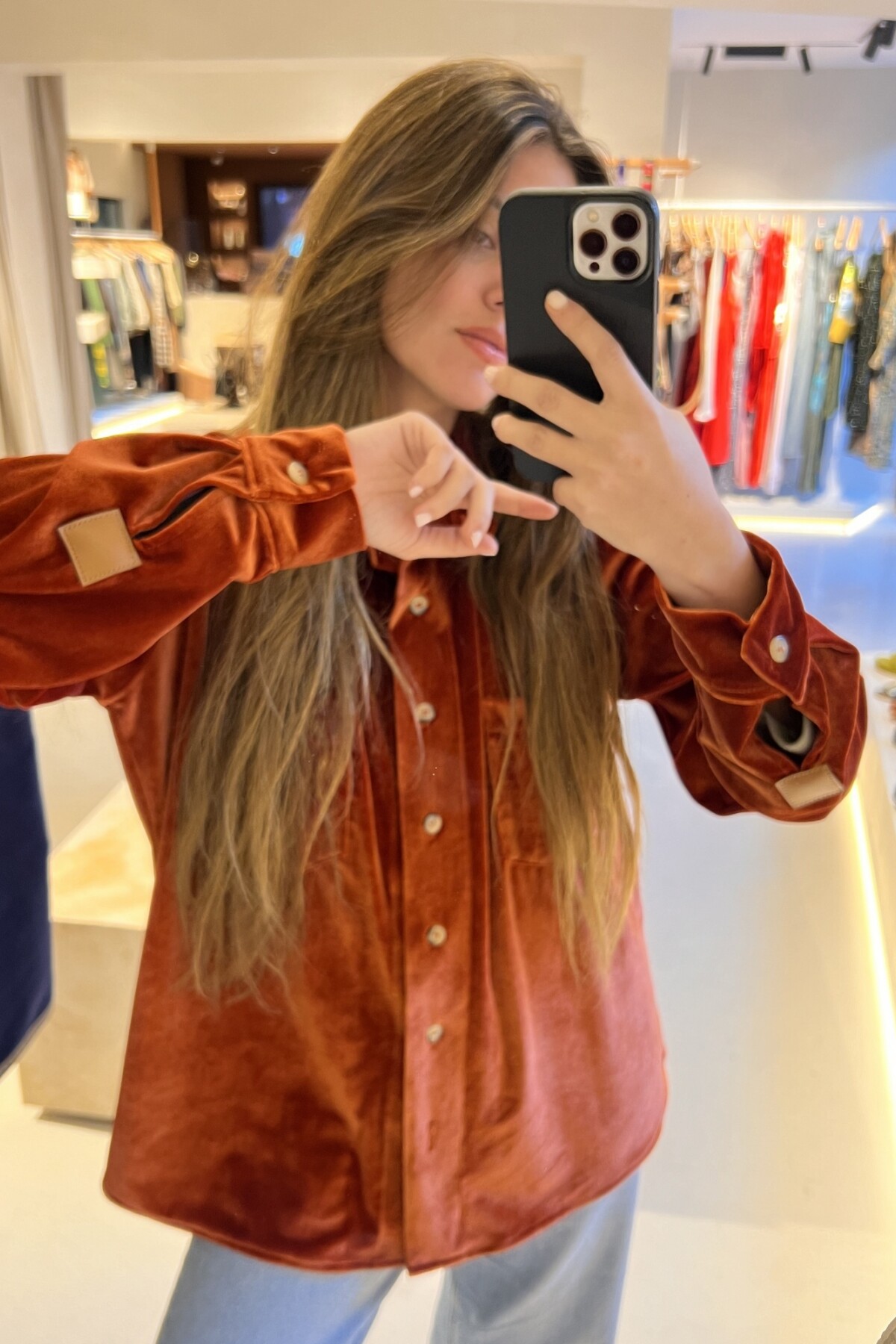 Velvet Shirt con Puño Terracota