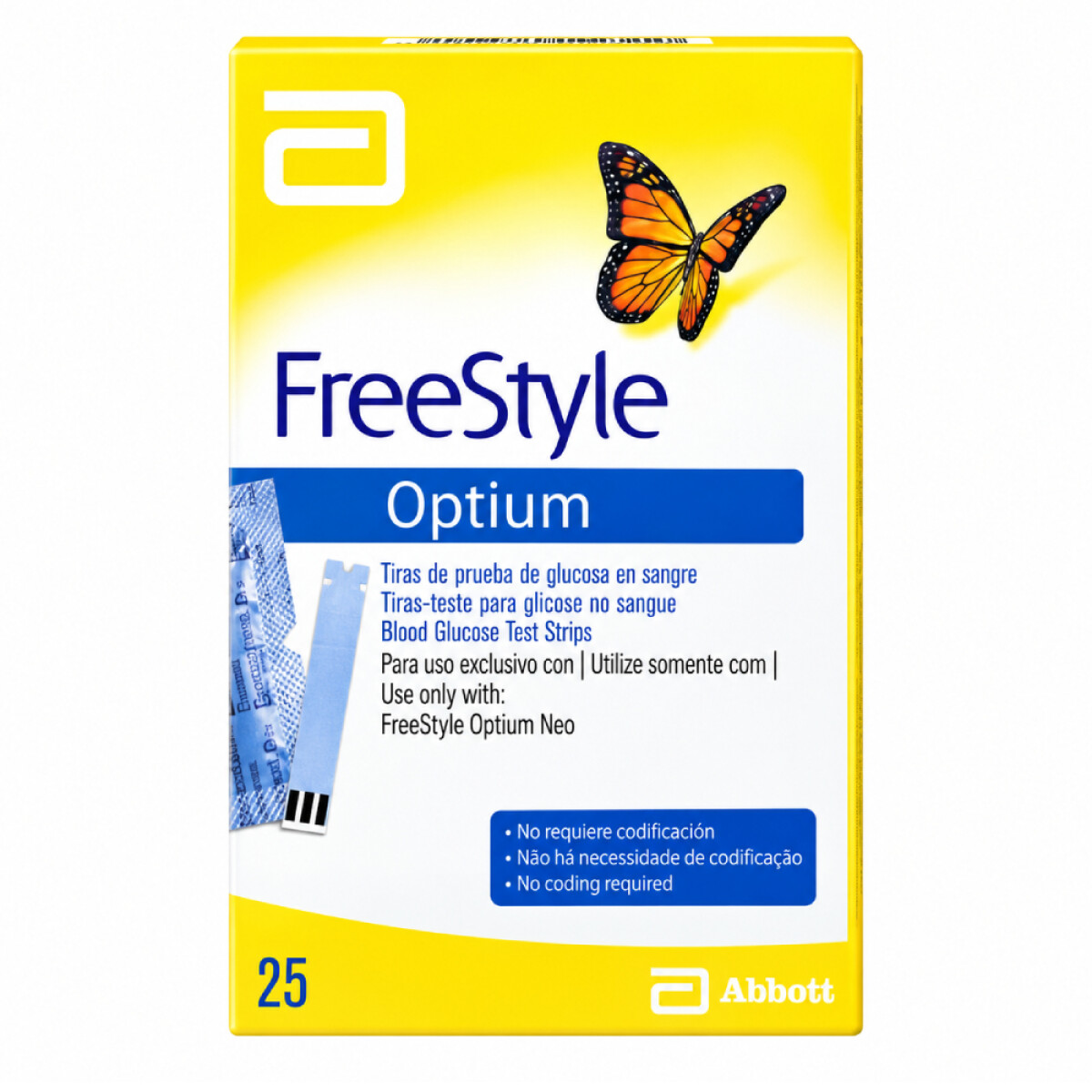 Tiras para Prueba de Glucosa Free Style Optium 25 Tiras 