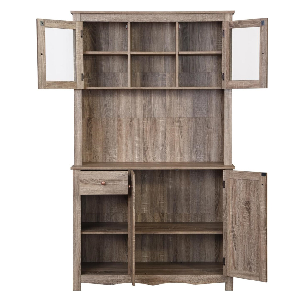 CRISTALERO 4 PUERTAS ARMARIO DE COCINA MODULAR APARADOR ALACENA BUFFET MARRÓN