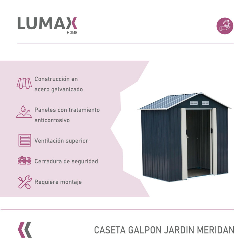 Caseta Galpon Jardin Lumax meridan Gris Oscuro 196x131x204 Caseta Galpon Jardin Lumax meridan Gris Oscuro 196x131x204