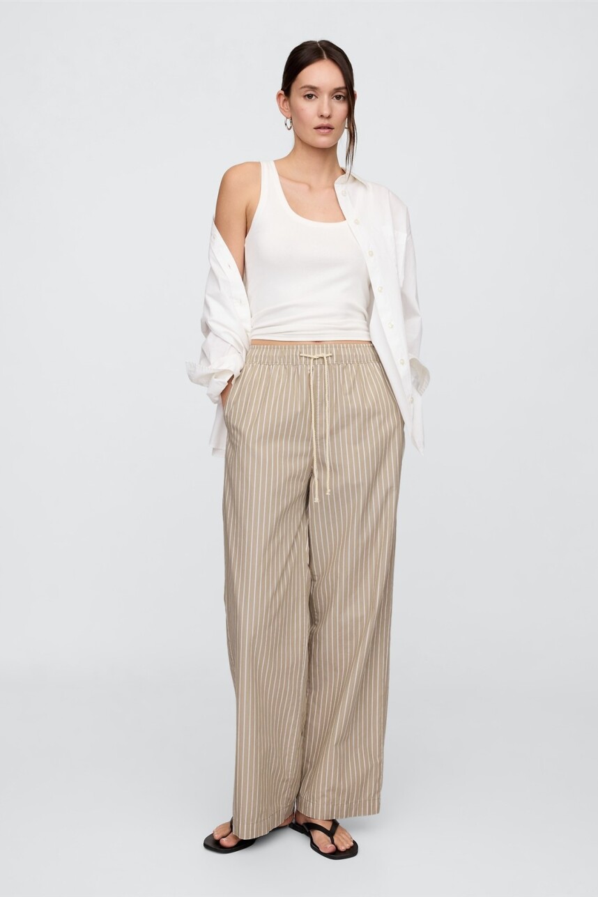 Pantalón Poplin Mujer Brown Stripe