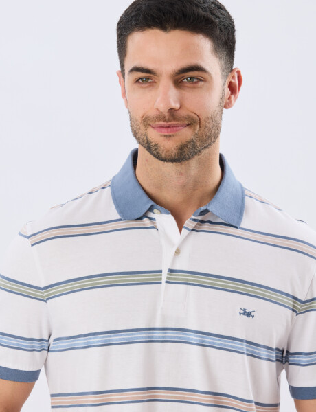 REMERA POLO RAYADA JERSEY Blanco