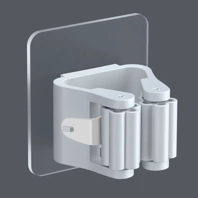 Soporte de pared para escoba autoadhesivo blanco