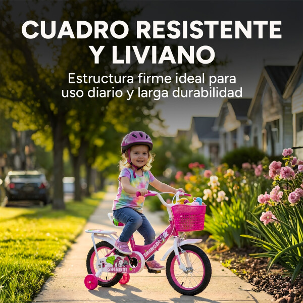 Bicicleta infantil Shengdi Rod 12 Canasto Parrilla Rueditas Color Rosa Oscuro