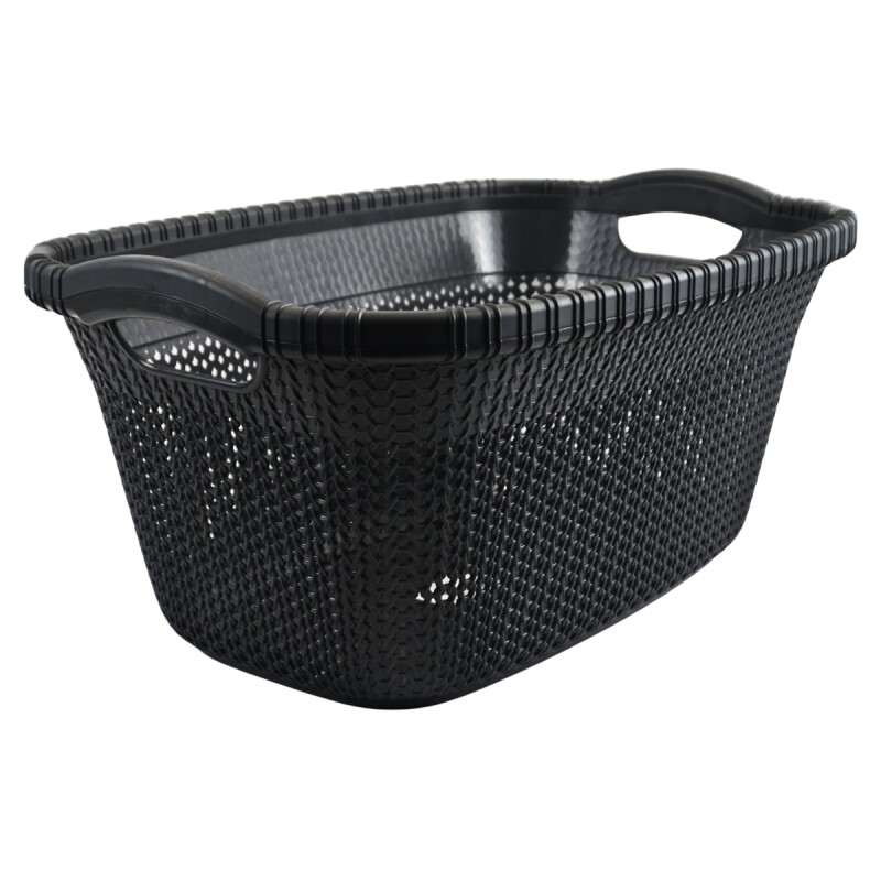 Canasto para ropa símil ratan 40 litros GRIS OSCURO